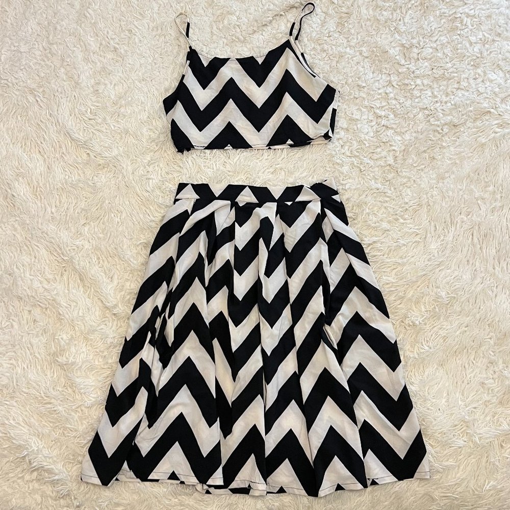 Chevron Two-Piece Skirt Set